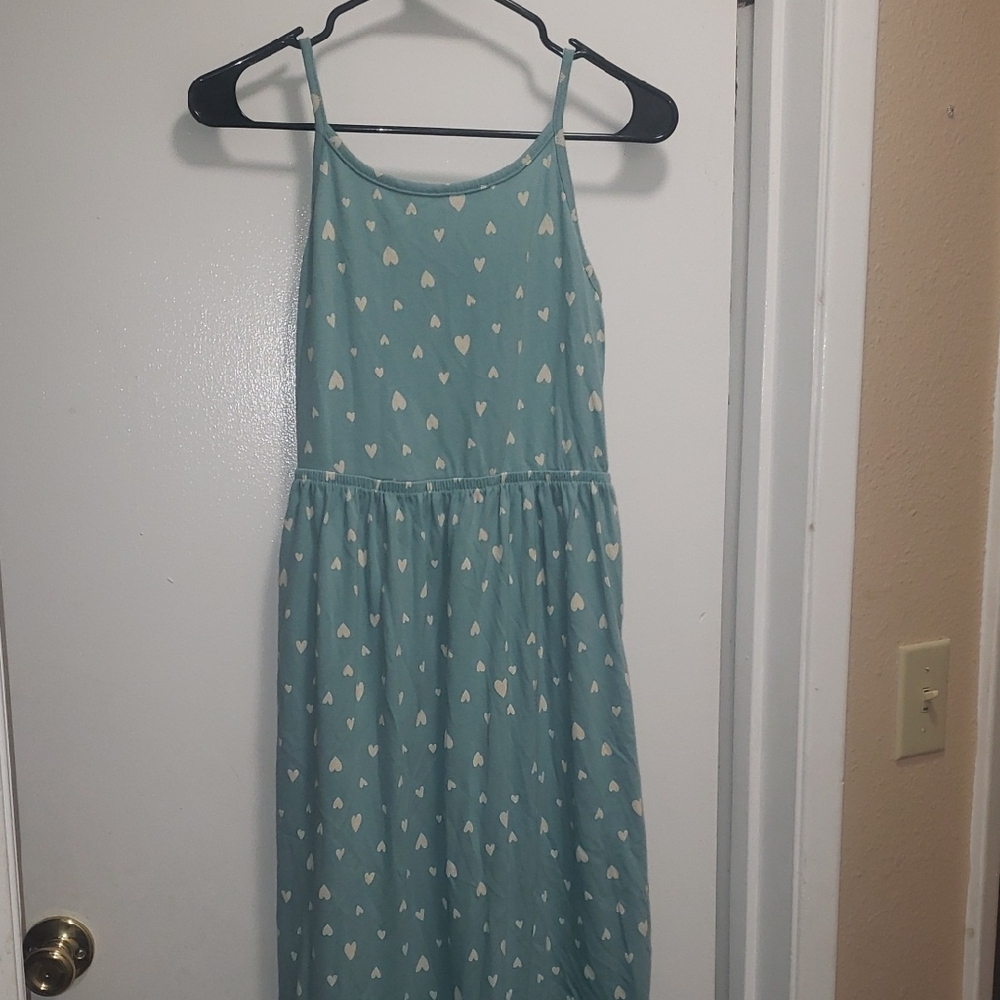 Cat & Jack Light Green Heart Print Casual Dress